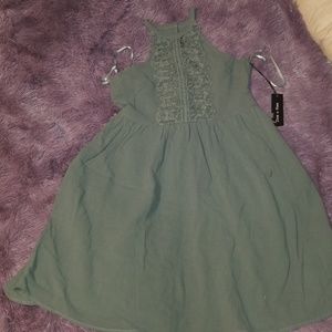 Green olive lace detail dress